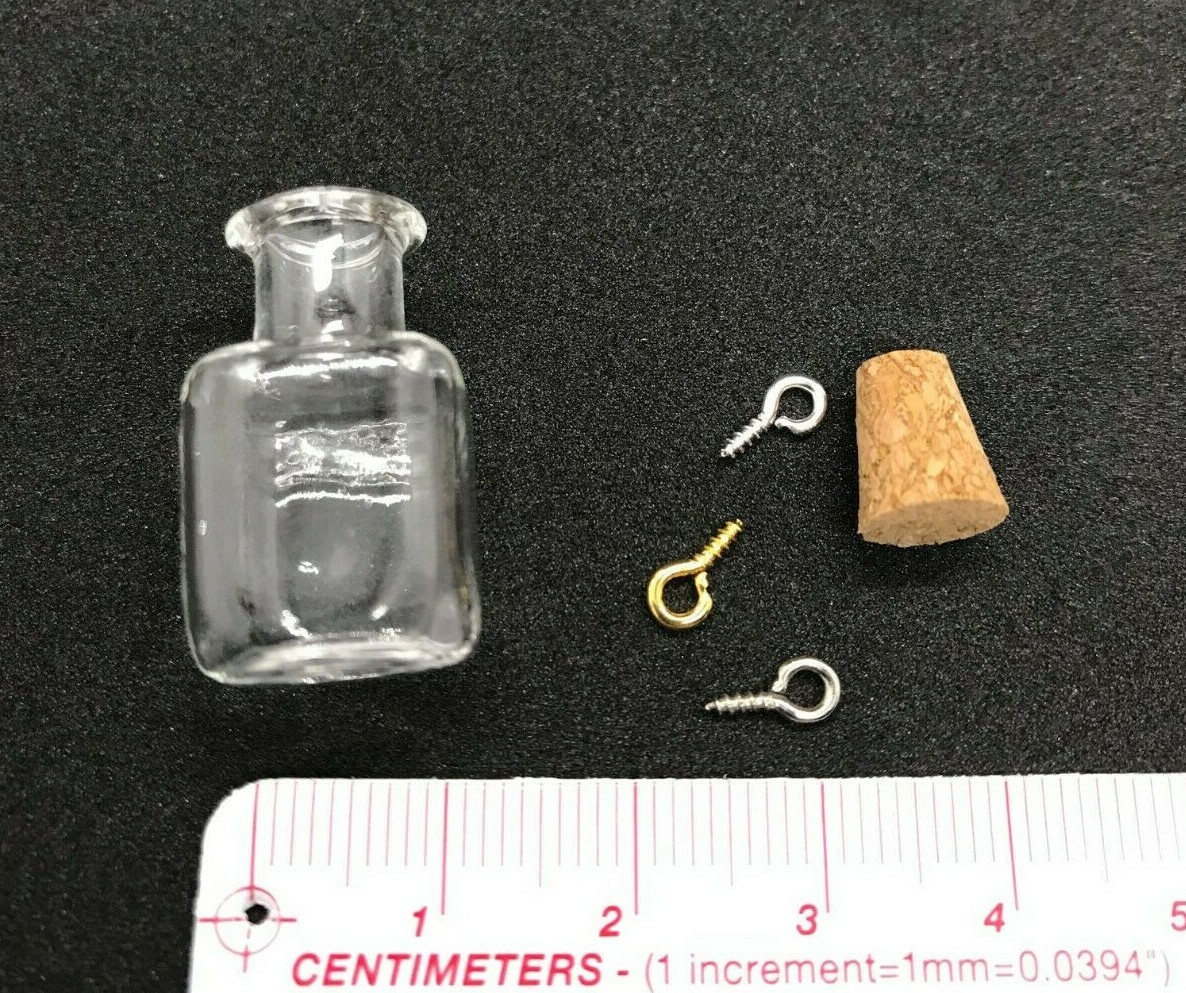 Square Mini Potion Glass Bottle w/ Cork Stopper for Jewelry Craft 5pcs #128