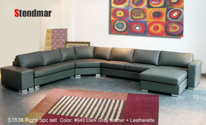 4PC LARGE NEW MODERN DESIGN U SECTIONAL LEATHER SOFA S1838