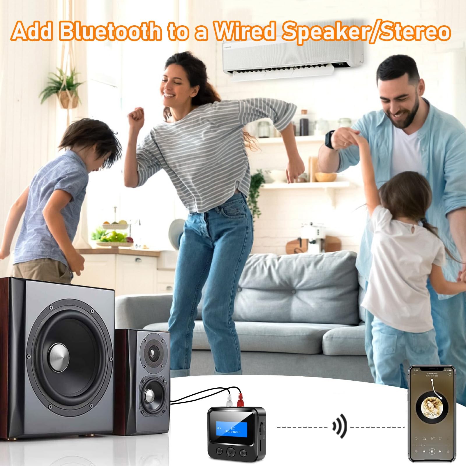 Bluetooth Receiver for Old Stereo, 3.5mm AUX Audio Adapter Black