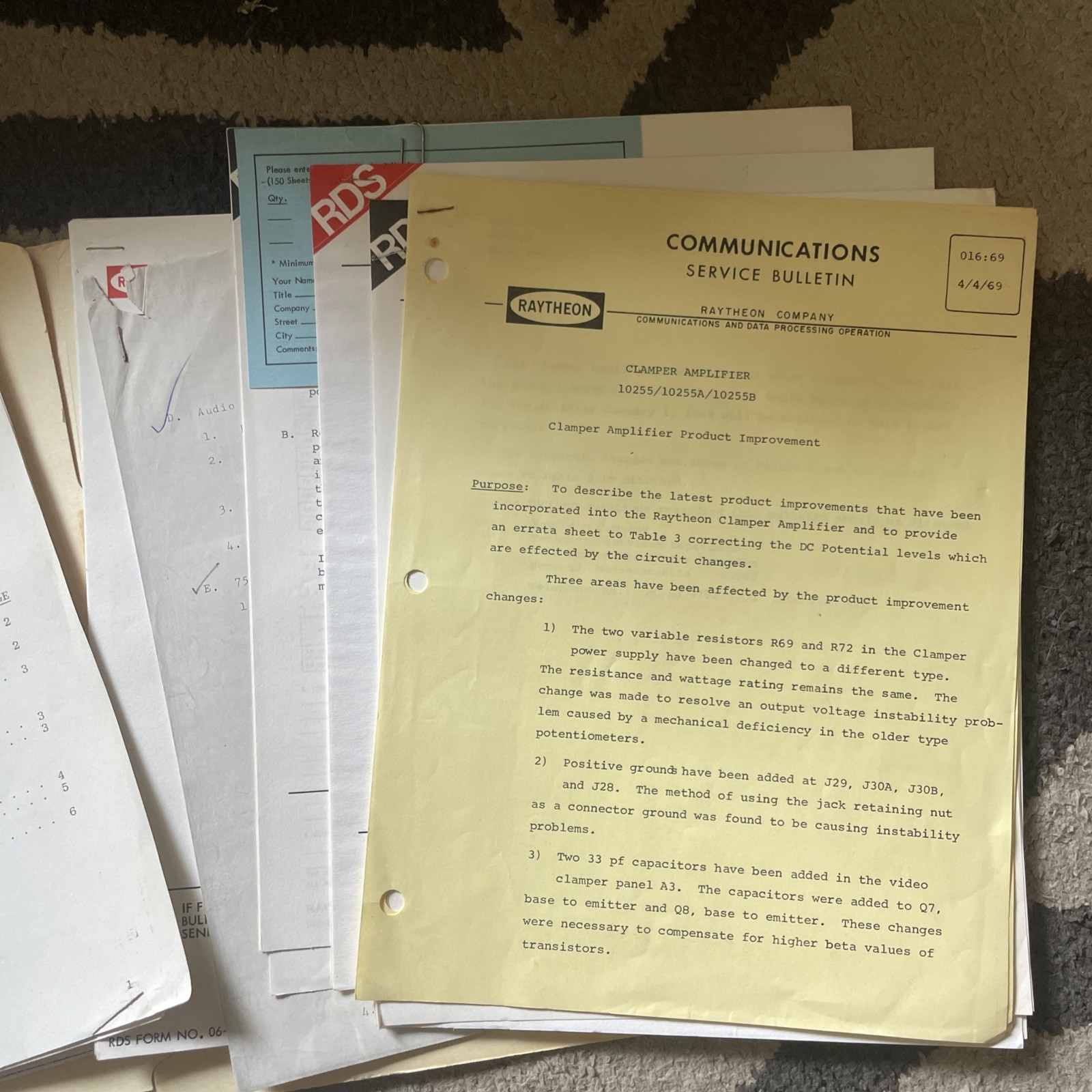 Rayetheon And Fairnon Vintage Service Bulletin