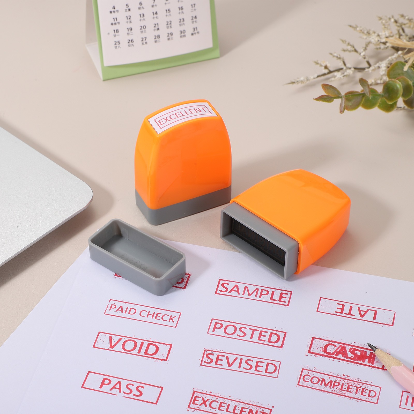 Posted Notice Stamp Self Inking, Office Stamps Pre Inked, Orange
