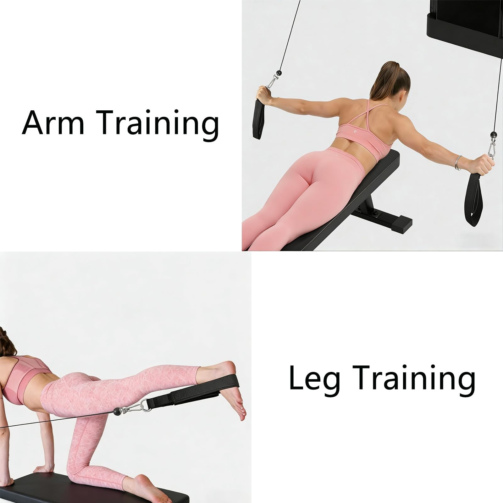 Pilates Double Loop Straps with Extra Padding, Adjustable D Ring Reformer Str...