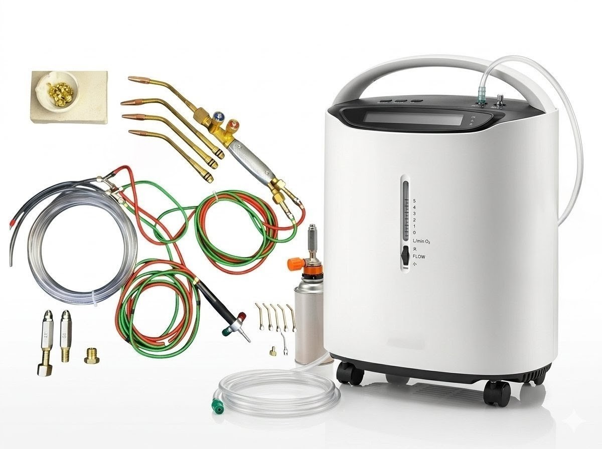 Jewelry Welding Cast Lampwork: 5L Oxygen Generator+2 Torches+Valves +Hoses