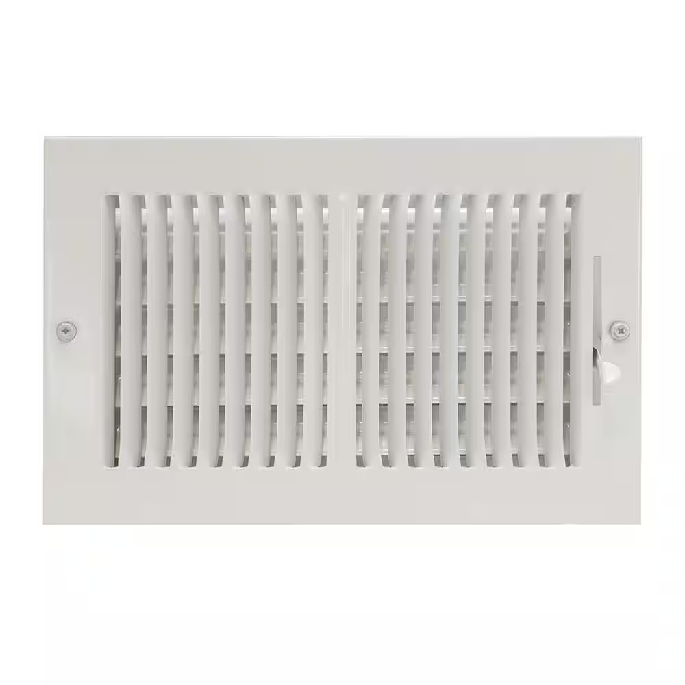 10 In. X 6 In. 2-Way Steel Wall/Ceiling Register , White
