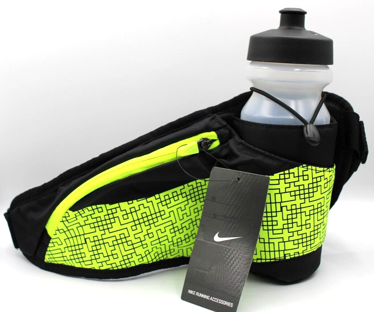 Nike Waist Pack Hydration 22oz Bottle Running Belt Adult Black/Volt
