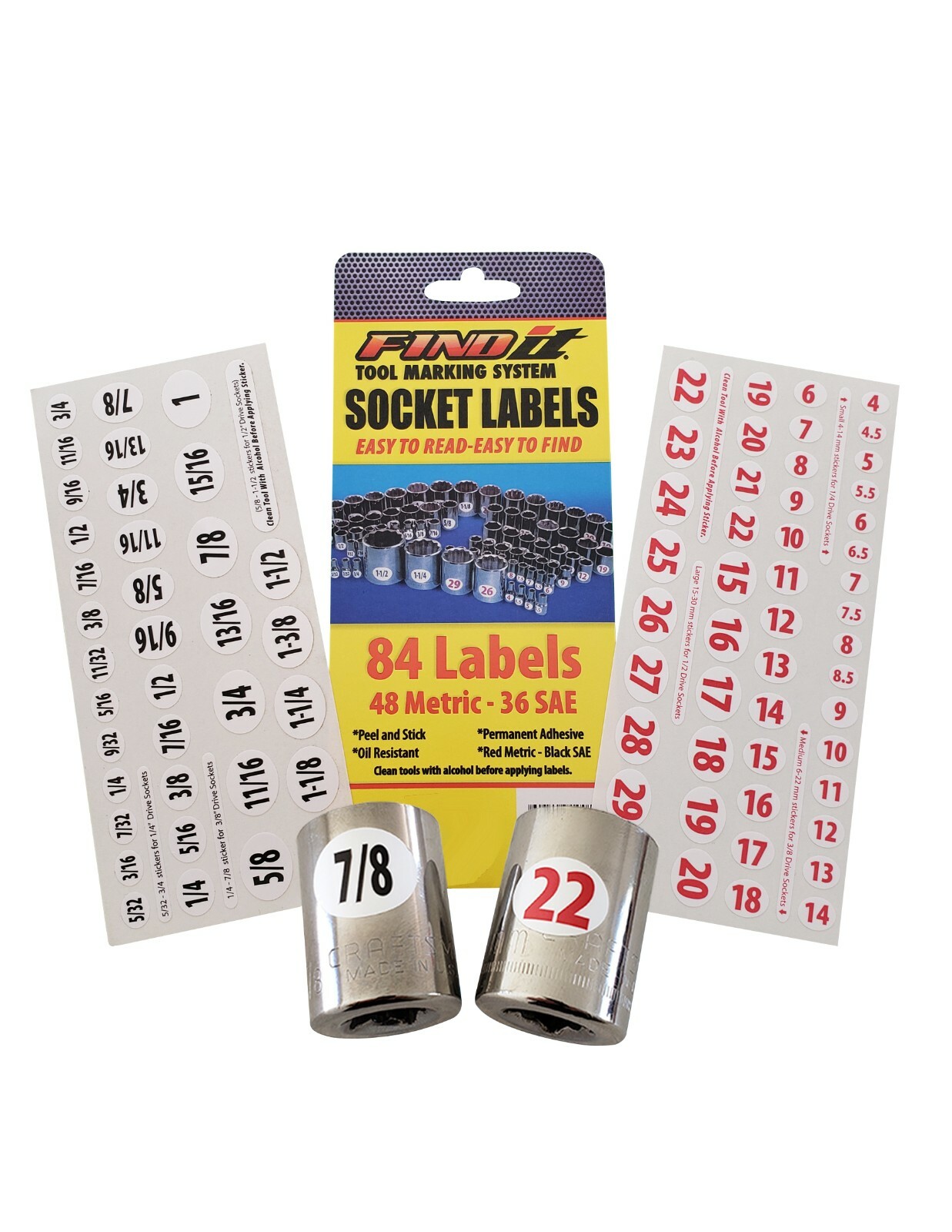 Master Set - Eye Saver Chrome Labels for Socket Sets & Wrenches foil decals OR