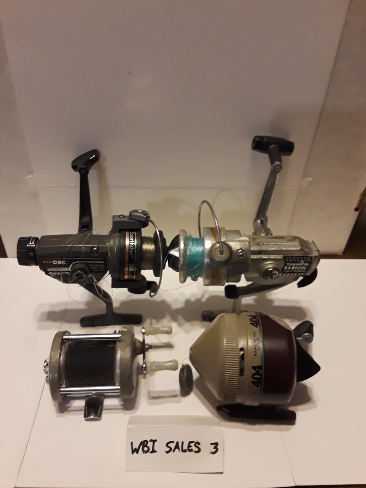 Lot of 4 Vintage Fishing Reels Zebco/Sportfisher 350/Ocean Bay 1600/Oly Zebra