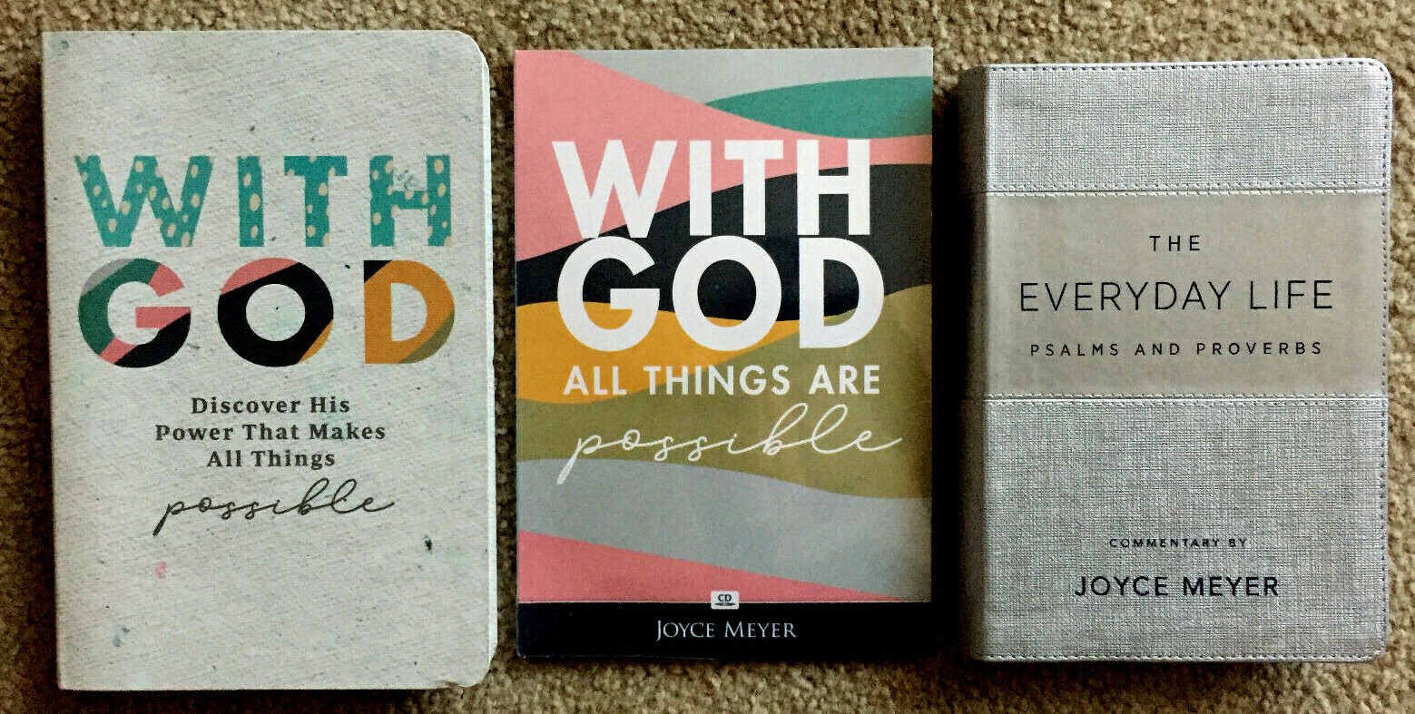 New** JOYCE MEYER "With God All Things Are Possible" Book, CD, Bible Package