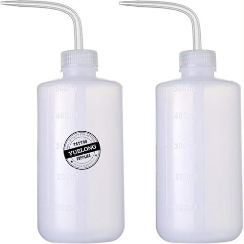 2 Pcs 500ml Tattoo Wash Bottles Plastic Squeeze Bottle for Tattoo Supplies