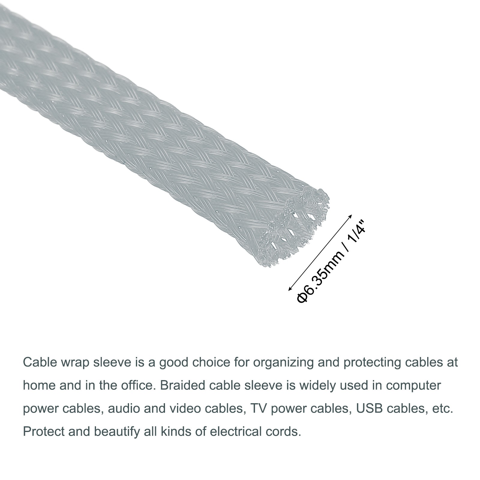 Expandable Sleeving 1/4-inch 100ft Cable Sleeve Gray