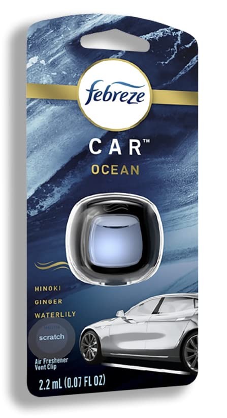 Febreze Car Vent Clip Air Freshener, Odor 0.07 Fl Oz (Pack of 1), Ocean
