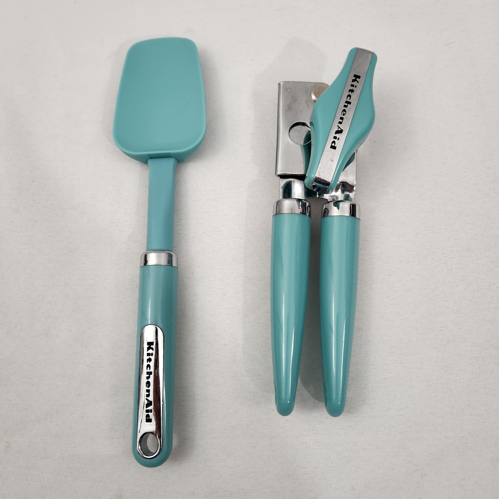 KitchenAid Turquoise Aqua Sky Manual Can Opener & Spatula Set Pair