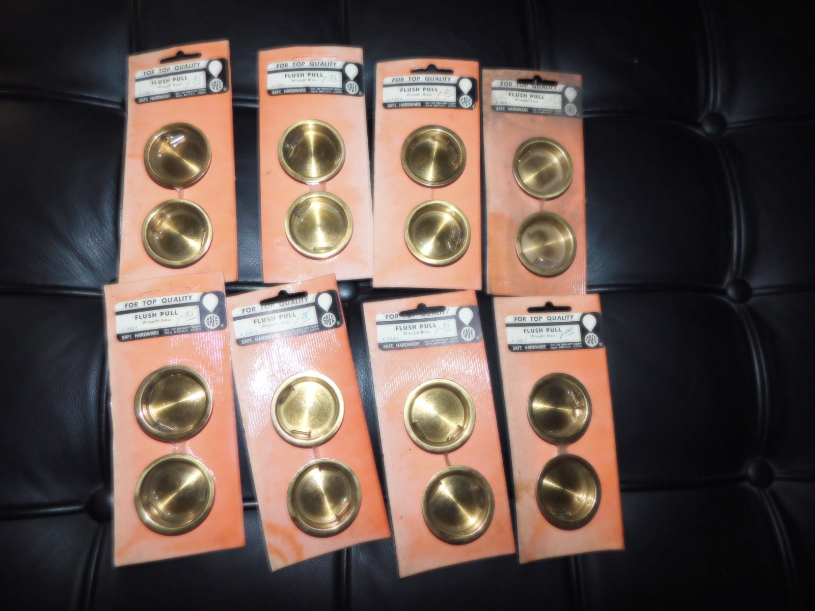 16 - Vintage SAFE  Wrought Brass 1- 1/2" Flush Door Pulls for Sliding Doors