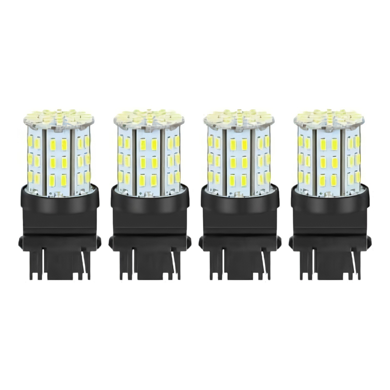 3157 64-SMD LED Bulbs 6000K Pure White for Brake Tail Backup Lights 12V DC 4-Pc