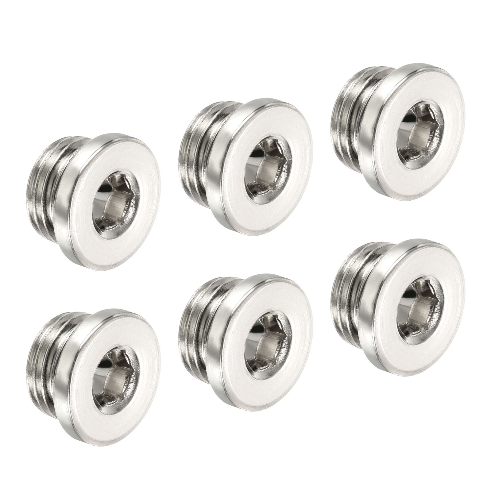 G1/4 Hex Head Pipe Fitting Plug, 6 Pack Male Thread 45# Steel Plug