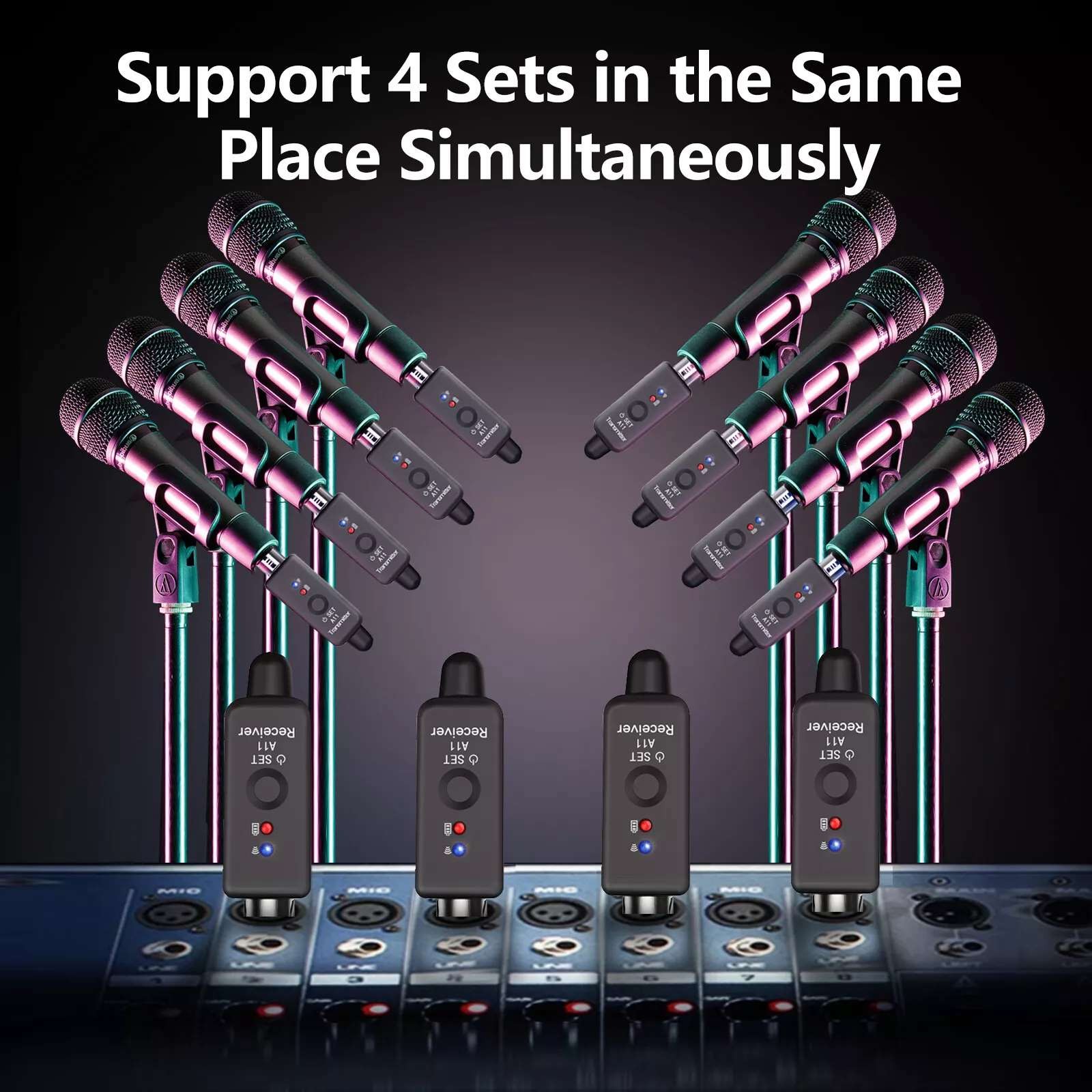 Audio Transmitter&Receiver Wireless Microphone Adapter Versatile Applications
