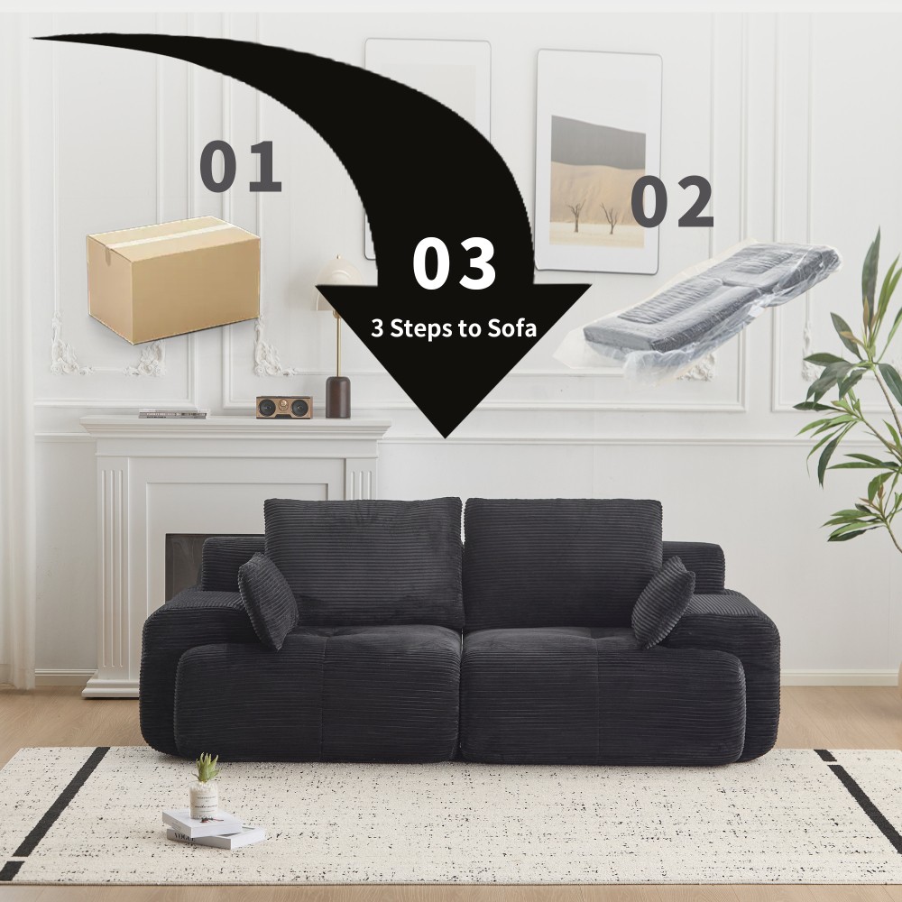Cloud Modular Sectional Sofa 2-Seater Memory Foam Pet-Friendly Corduroy No Assm