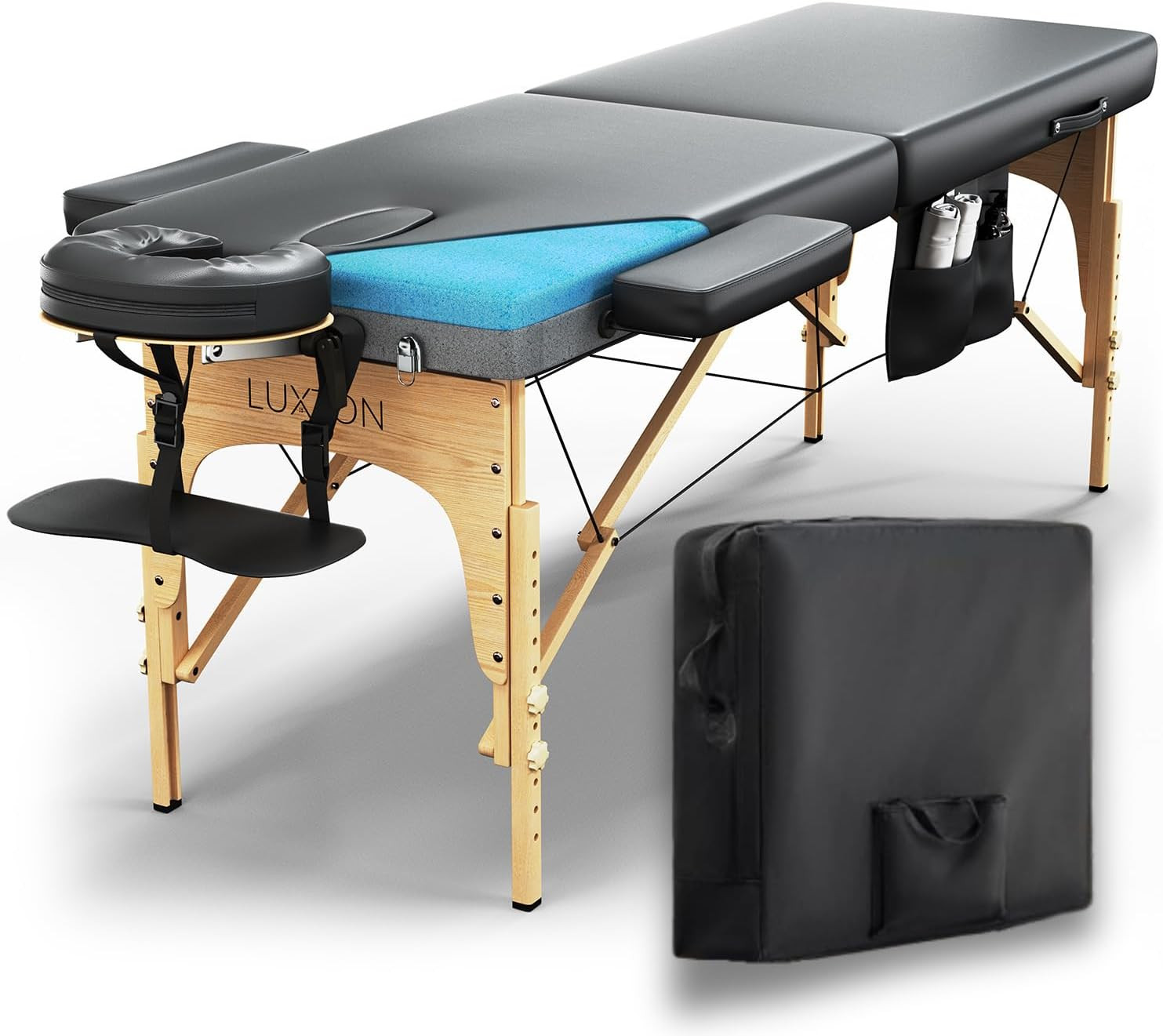 Memory Foam Massage Table Premium Portable Foldable Massage Bed Height Adjustabl
