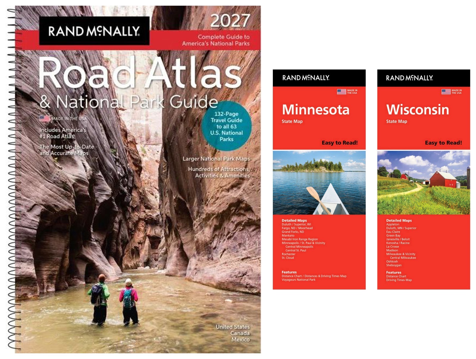Rand McNally 2027 Road Atlas & National Park Guide + Easy-to-Read MN & WI Maps