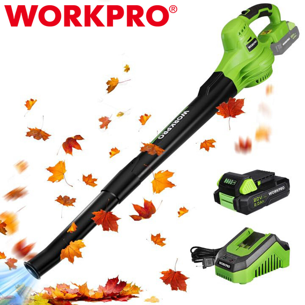 WORKPRO 20V Cordless Leaf Blower Electric Leaf Blower 2-Speeds w/Battery&Charger