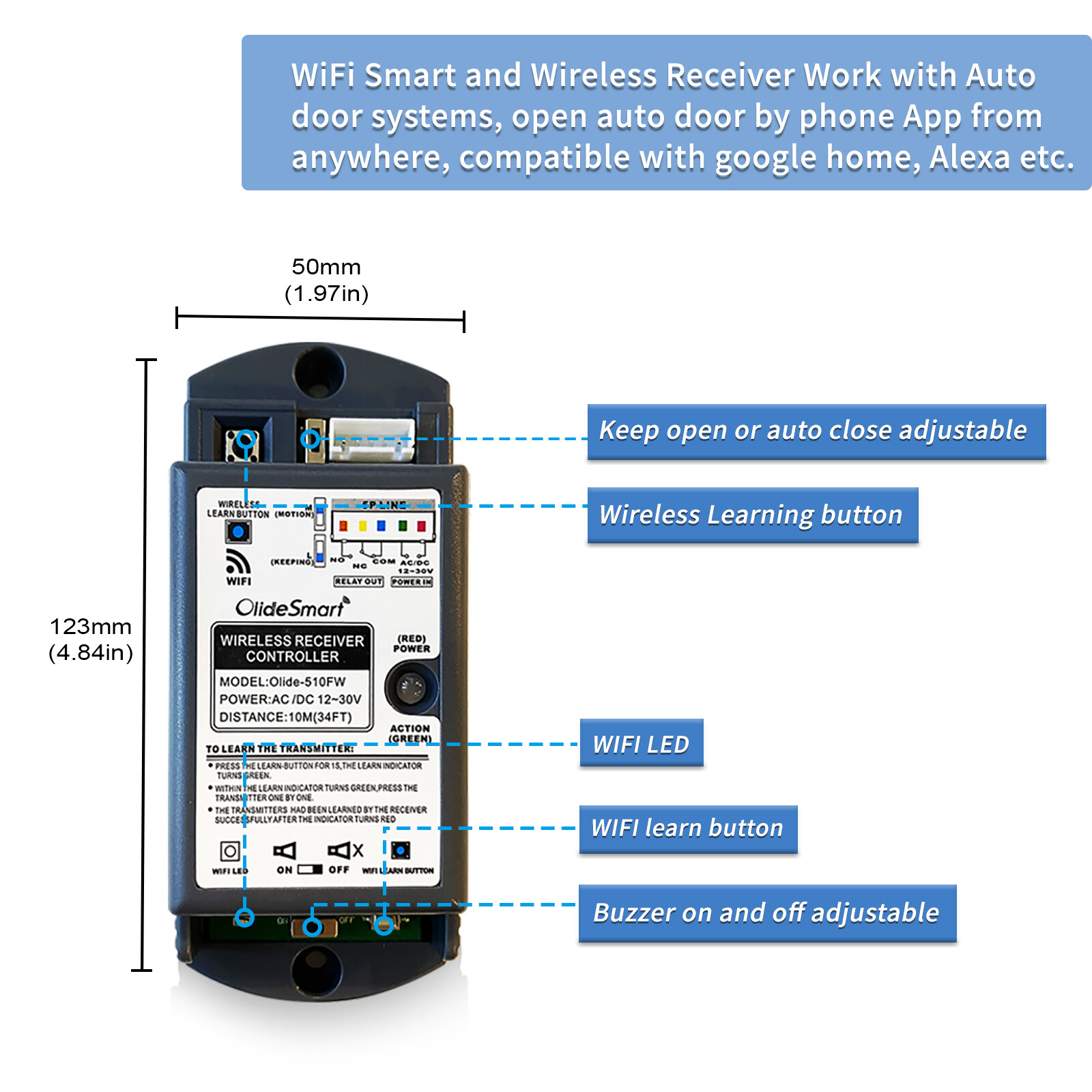 WIFI SMART WIRELESS AUTOMATIC DOOR SYSTEM WITH PUSH SWITCHES