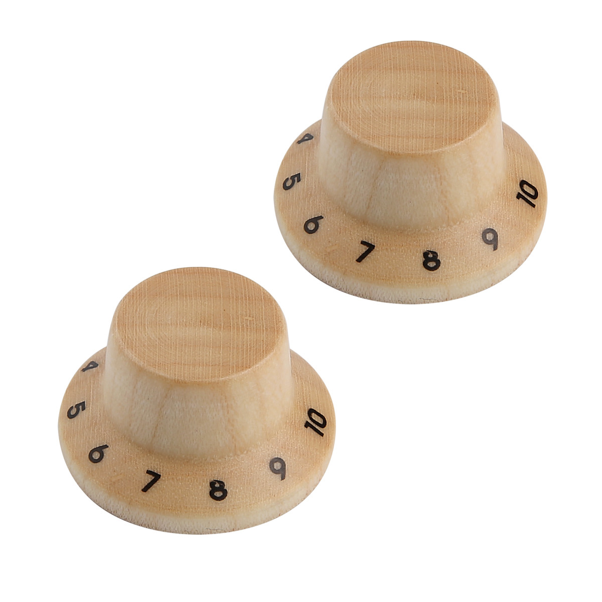 KAISH 2pcs Maple Wood Knobs ST LP Style Bell Knobs Guitar Bass Top Hat Knob