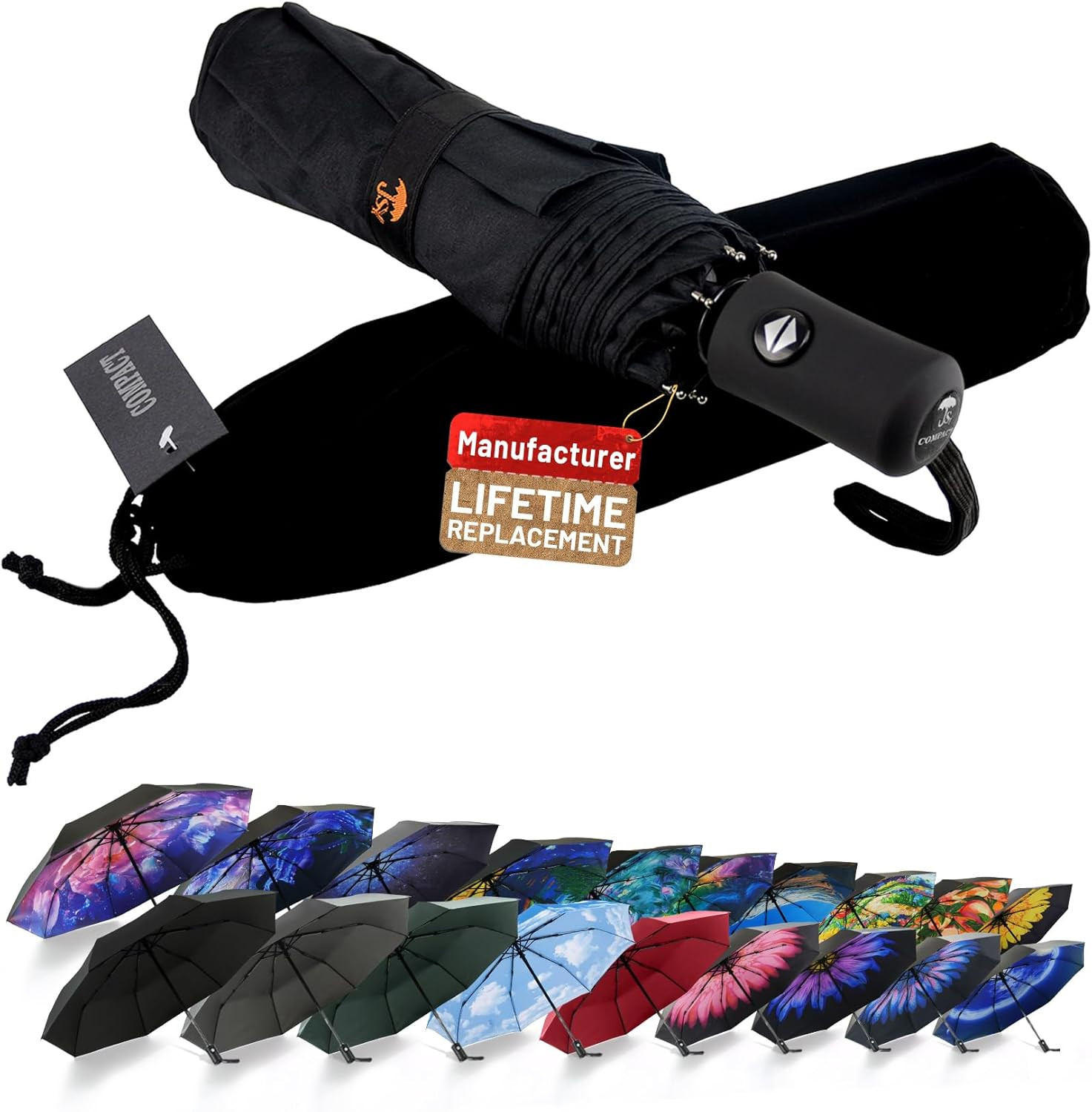 Travel Umbrella Windproof Automatic Umbrellas Small Compact UV Sun Protection Fa