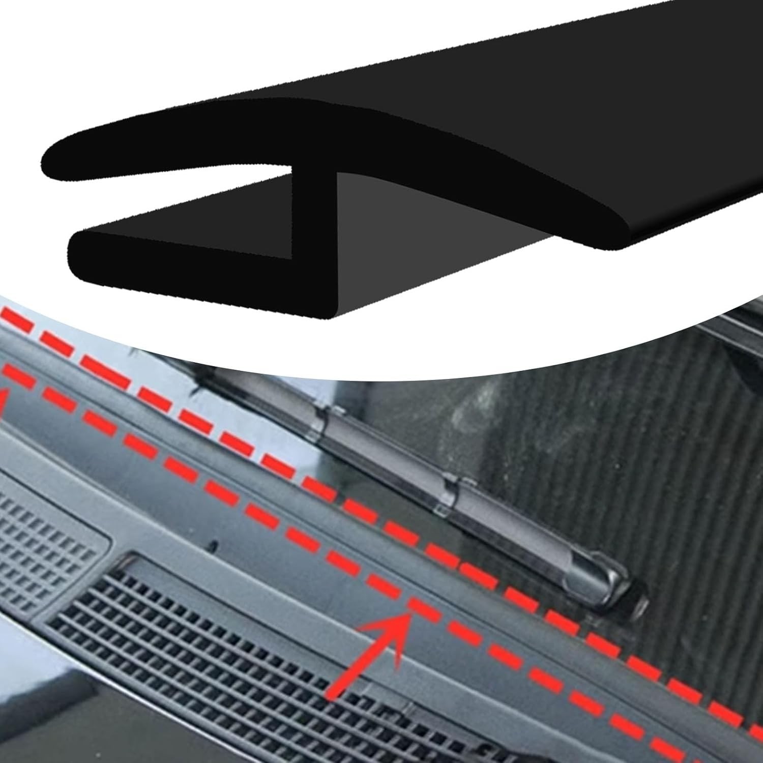 Windshield Cowl Rubber Seal Strip,1.7M/5.6Ft Car Front and Rear Weatherstrip Sun
