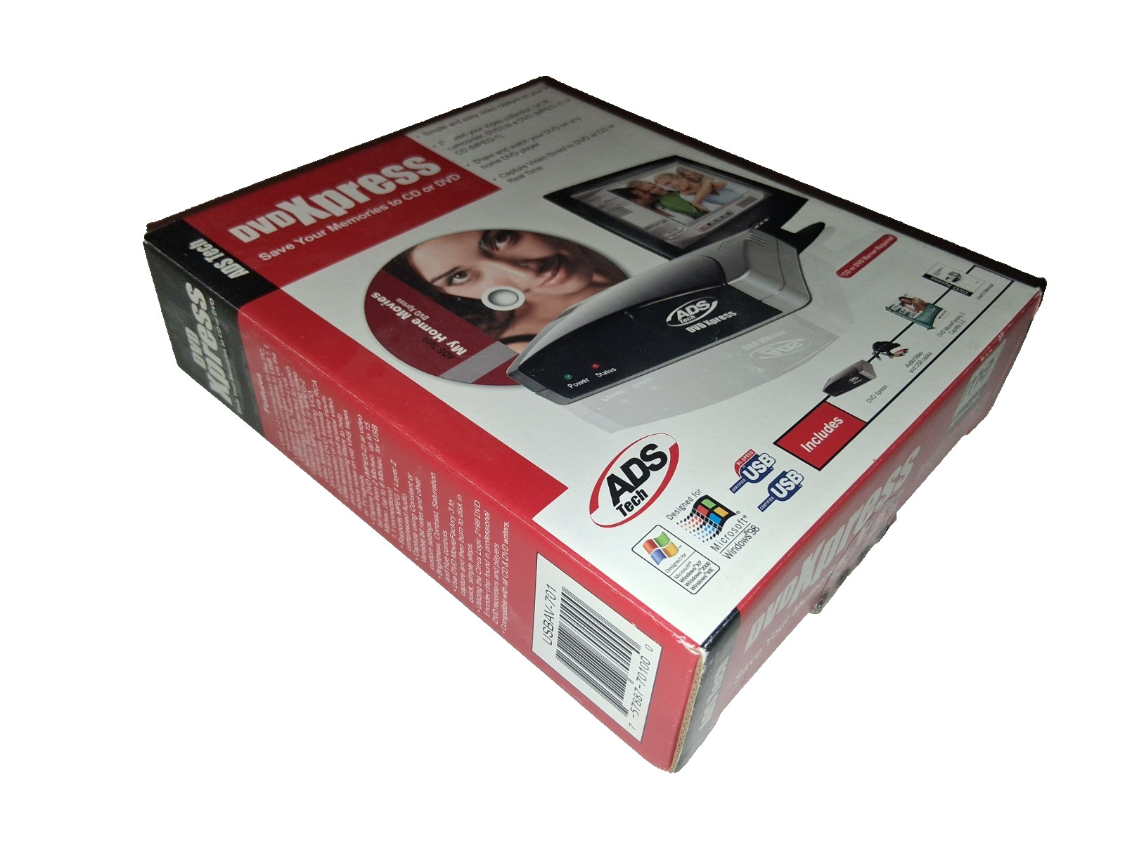 ADS Tech DVD Xpress VHS Video Home Movie Conversion USB Camcorder Memory Keeper