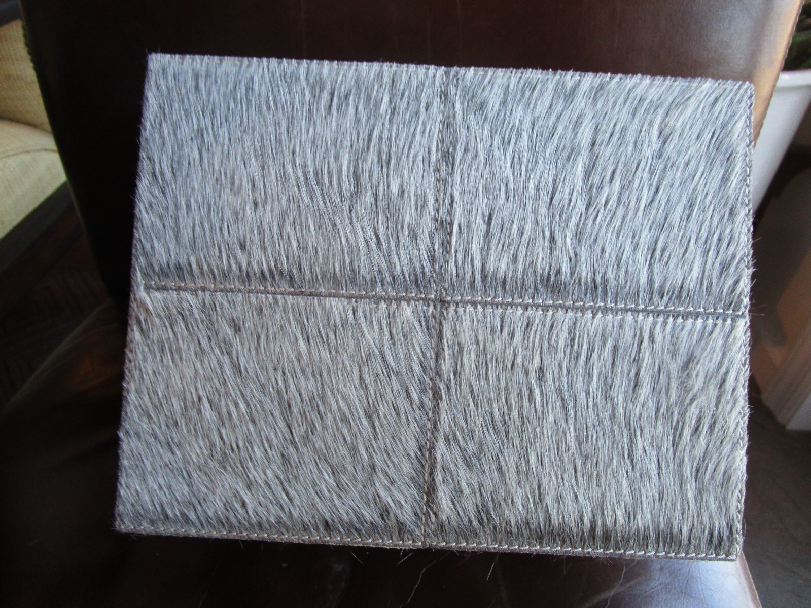 Williams Sonoma Hair-On-Hide Leather Box medium New wo box