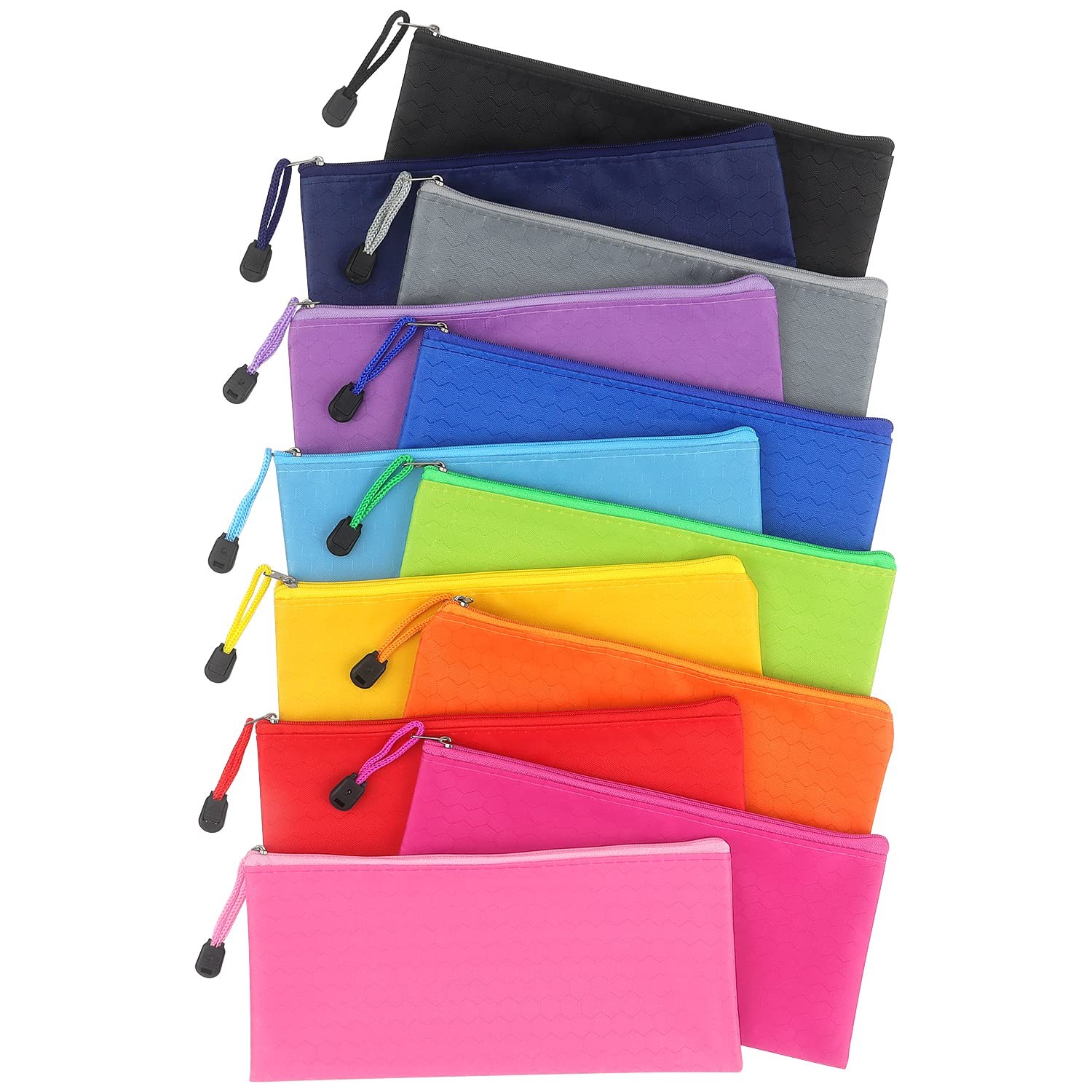 12 Pack Zipper Pouch, Bulk Waterproof Pouch Cases, Multi-Purpose Organizer Ba...