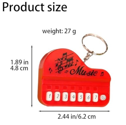 1 Pcs Red Micro Piano Keychain, Portable Keyboard Instrument, Mini Electronic