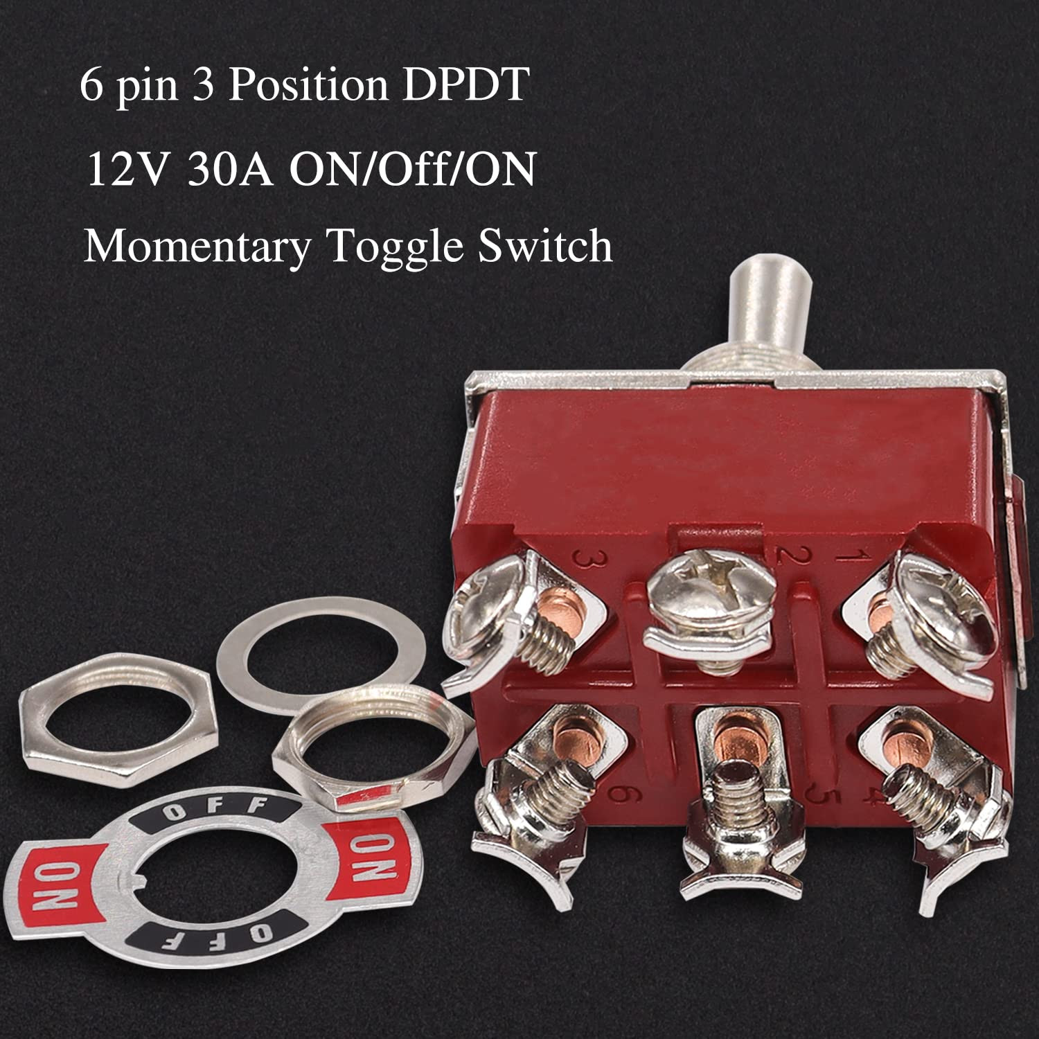 2Pcs Momentary Toggle Switch DPDT (On)-Off-(On) 6 Terminal 3 Position Toggle Swi