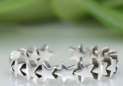 Solid Real 14k White Gold Star Adjustable Toe Ring For Women's Wedding Gift