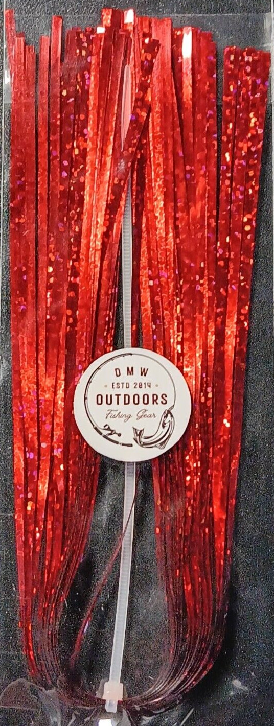 Flashabou 2mm, 11-1/2" long, DISCO RED, Fly Tying, Lures, Jigs, Flash, Flies