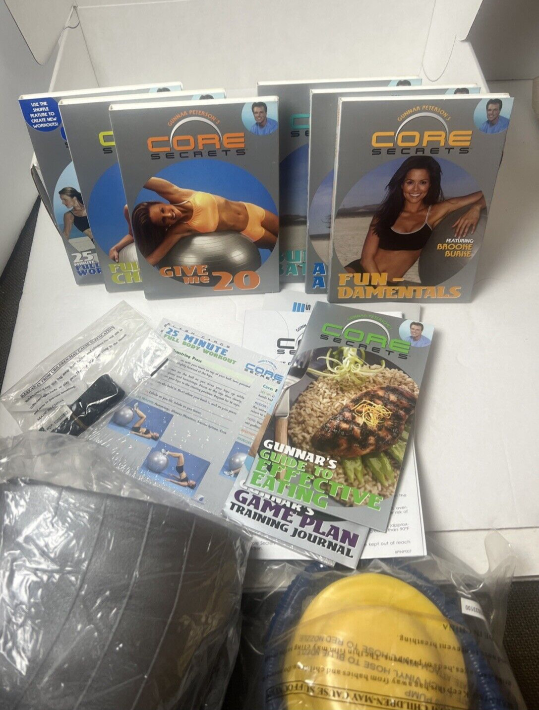 Gunnar Peterson CORE SECRETS FITNESS KIT Ball & Pump, DVDs, Card & Booklets NIOB
