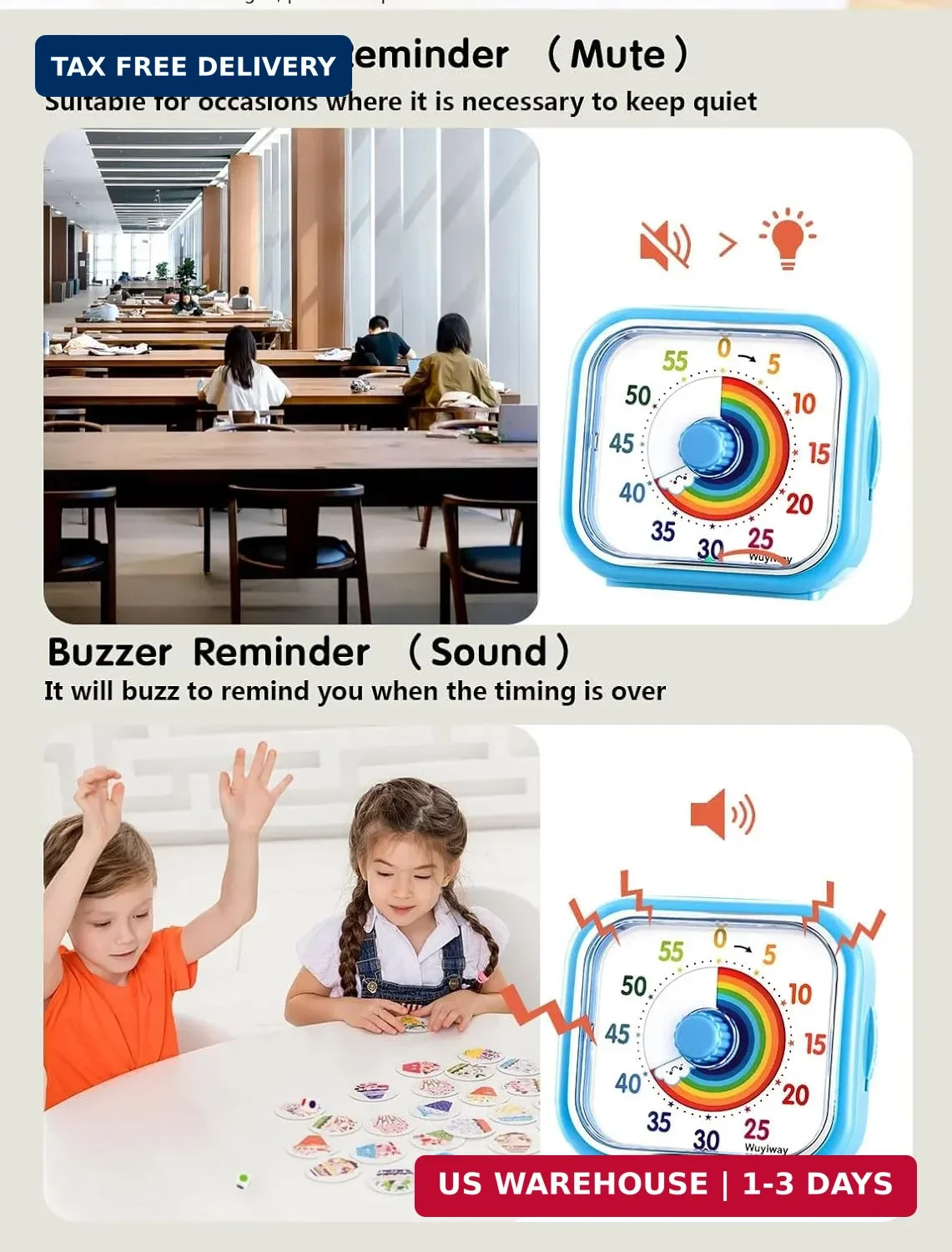 Visual Timer for Kids and Adults, Rainbow Disk 60 Minute Countdown Pomodoro Time