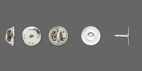 10pc Silver Plated Brass 12mm Tie Tac Pin w/ 10 squeeze clutch back