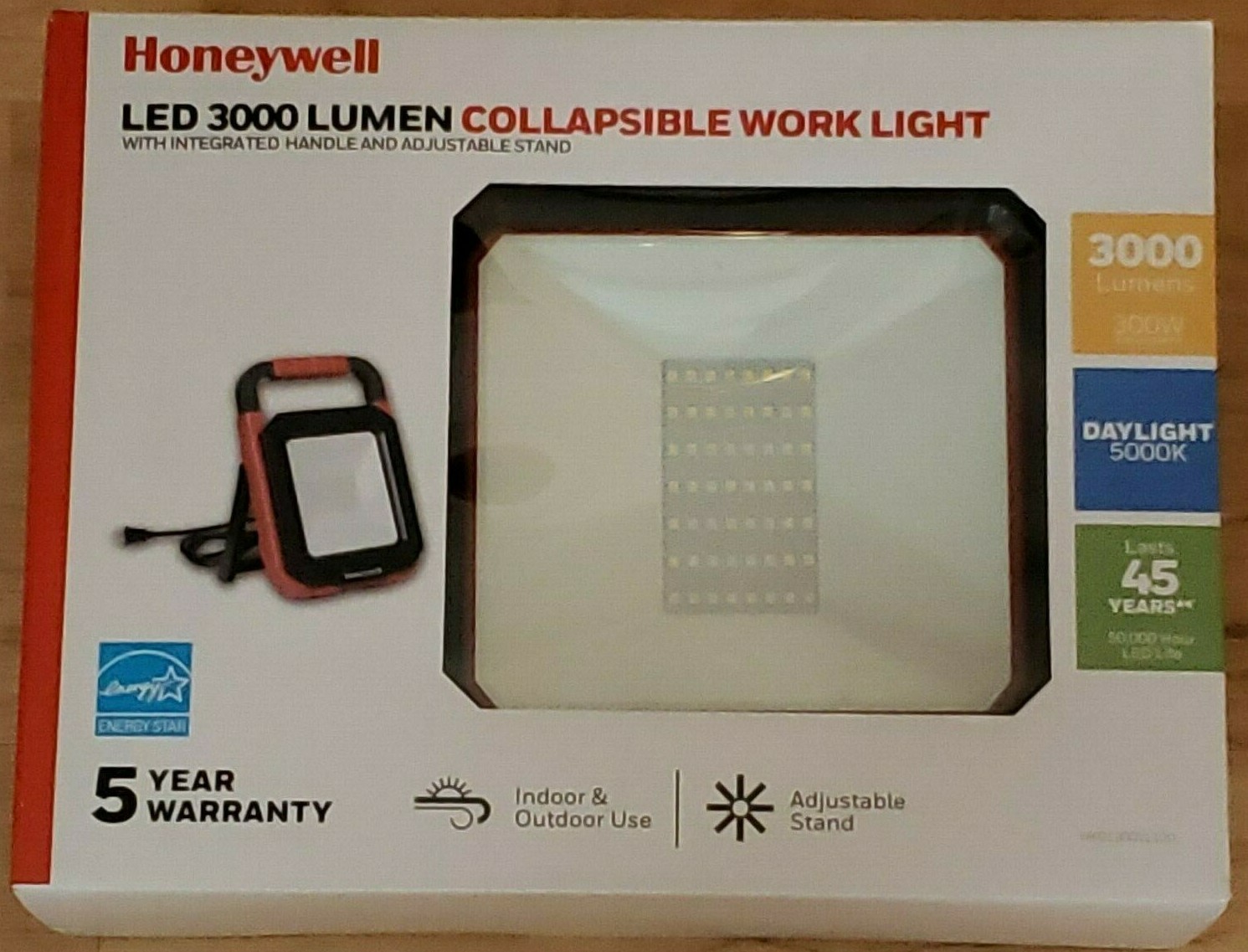 Honeywell 3000 Lumen Collapsible Work Hobby Light Daylight 5000K lasts 45 Years