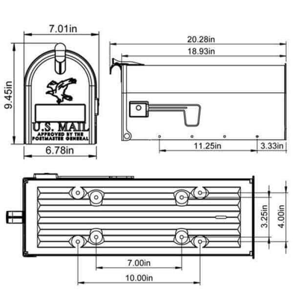 Grayson Gray, Medium, Steel, Post Mount Mailbox