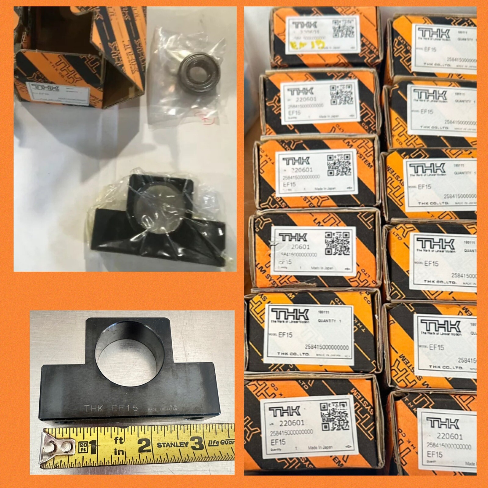 THK EF15 Ball Screw NUT Bearing 6002Z side housing Square Type Support CNC Block