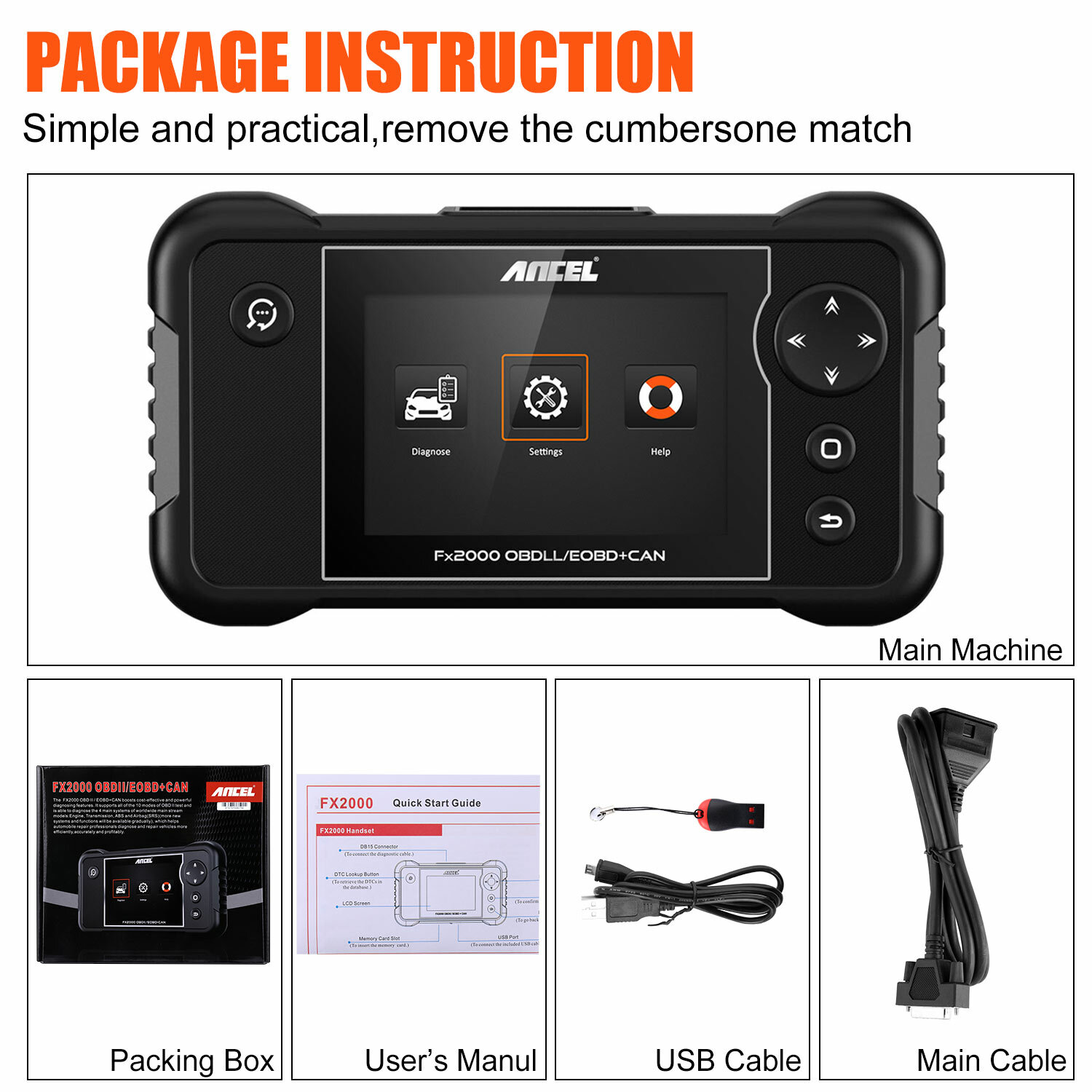 Check Engine Transmission ABS SRS Code Reader OBD2 Scanner Car Diagnostic FX2000