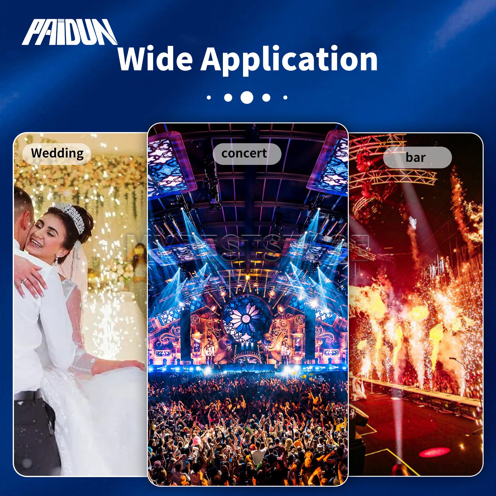 PAIDUN 2PCS Large Cold Spark Machine 850W DMX Firework Stage Effect Flight Case
