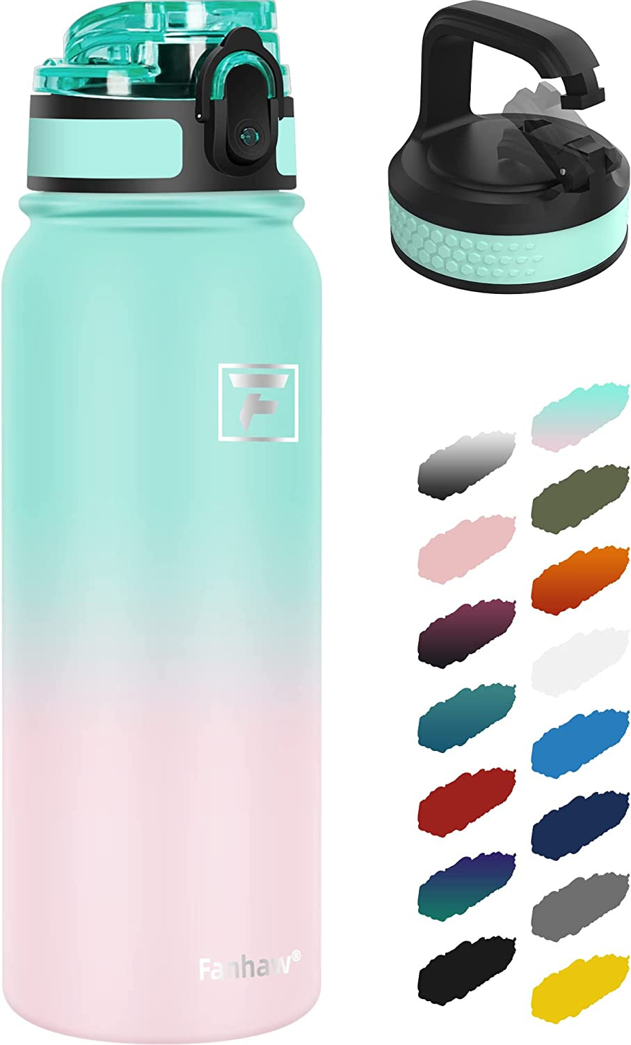20 Oz Insulated Stainless Steel Water Bottle with Anti-Dust Chug Lid & Carabiner