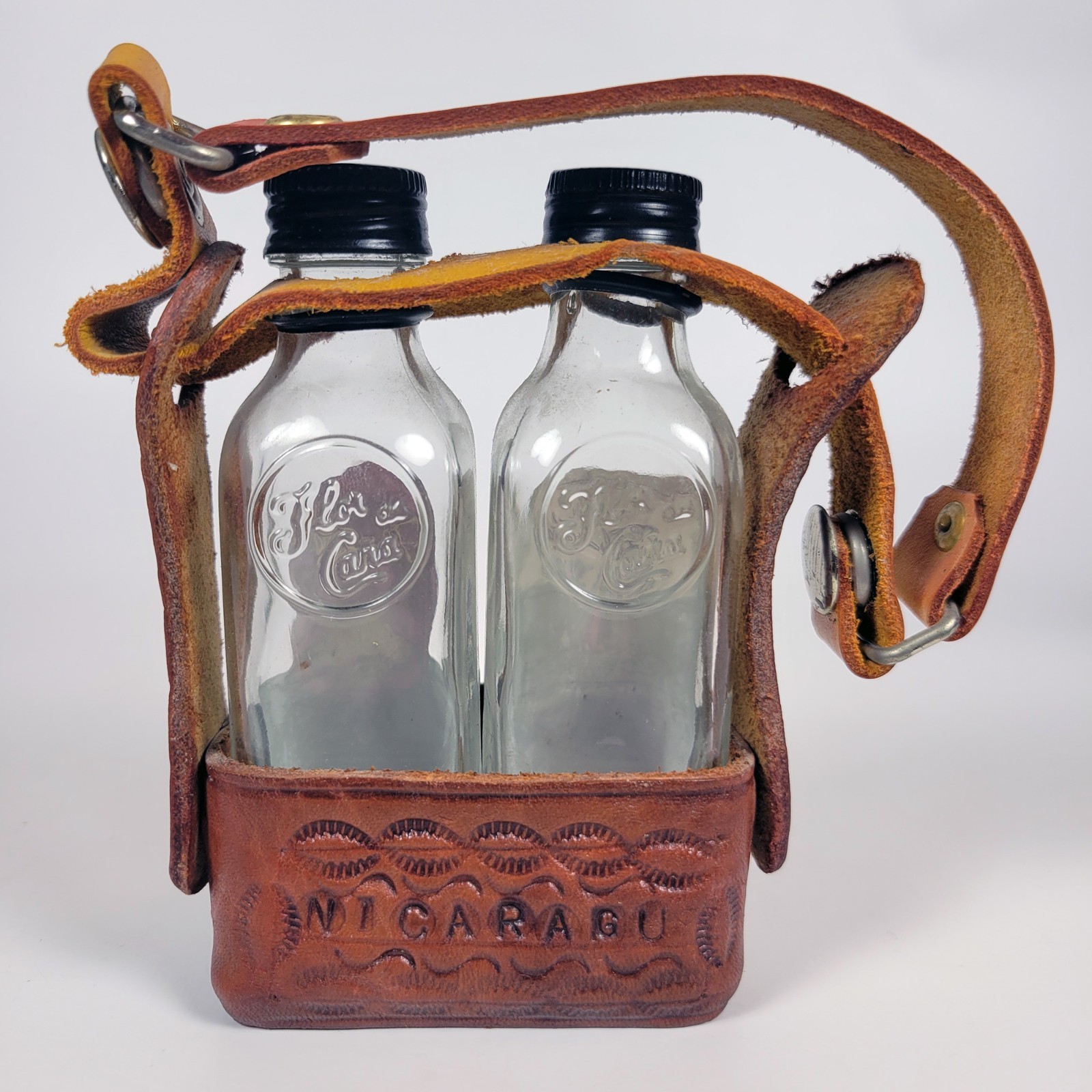 Flor de Caña Rum Sampler Bottles in Leather Case ~ Extra Seco & Grand Reserve