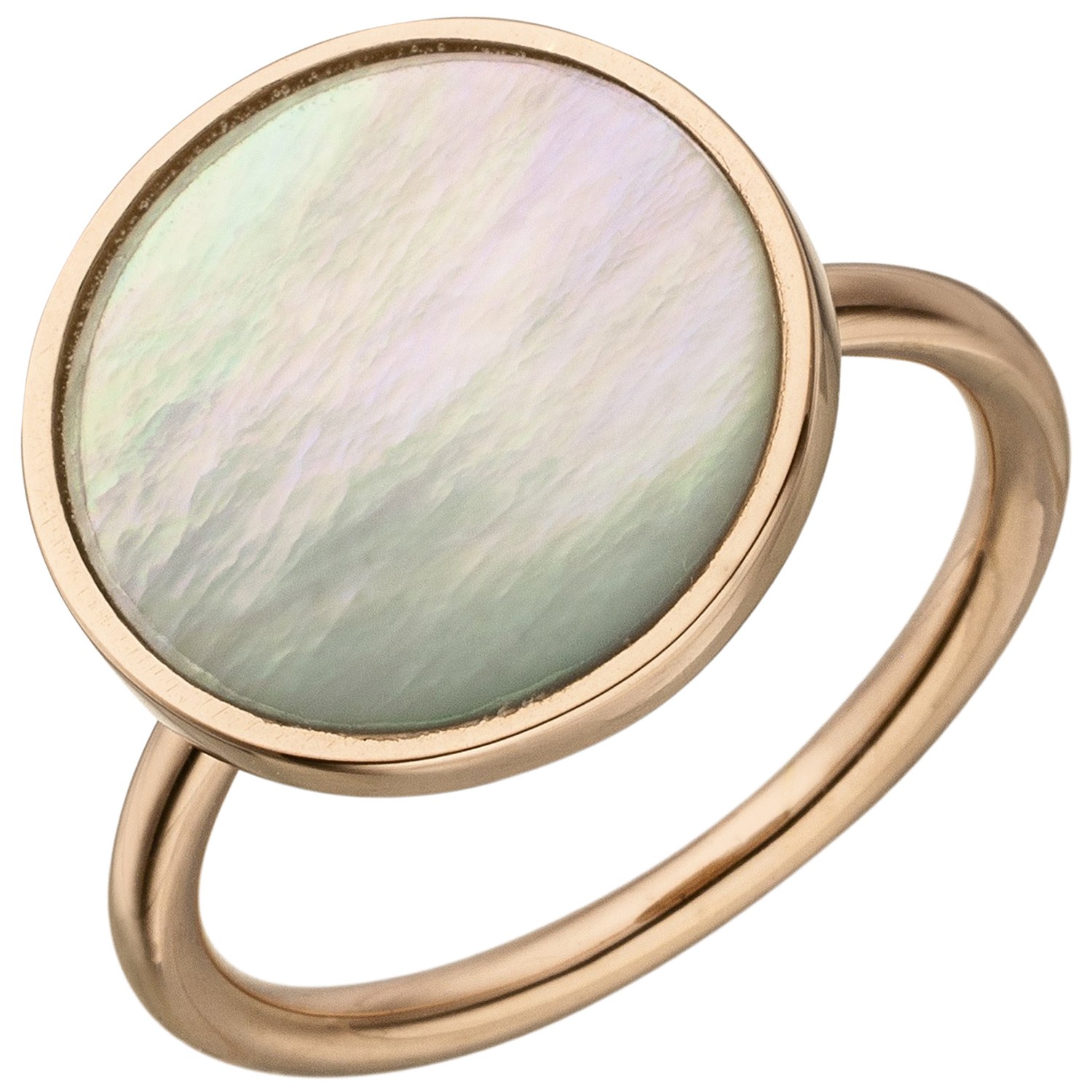 JOBO Ladies Ring 925 Sterling Silver Rose Gold Plated 1 Mother of Pearl Inlay RW: 52
