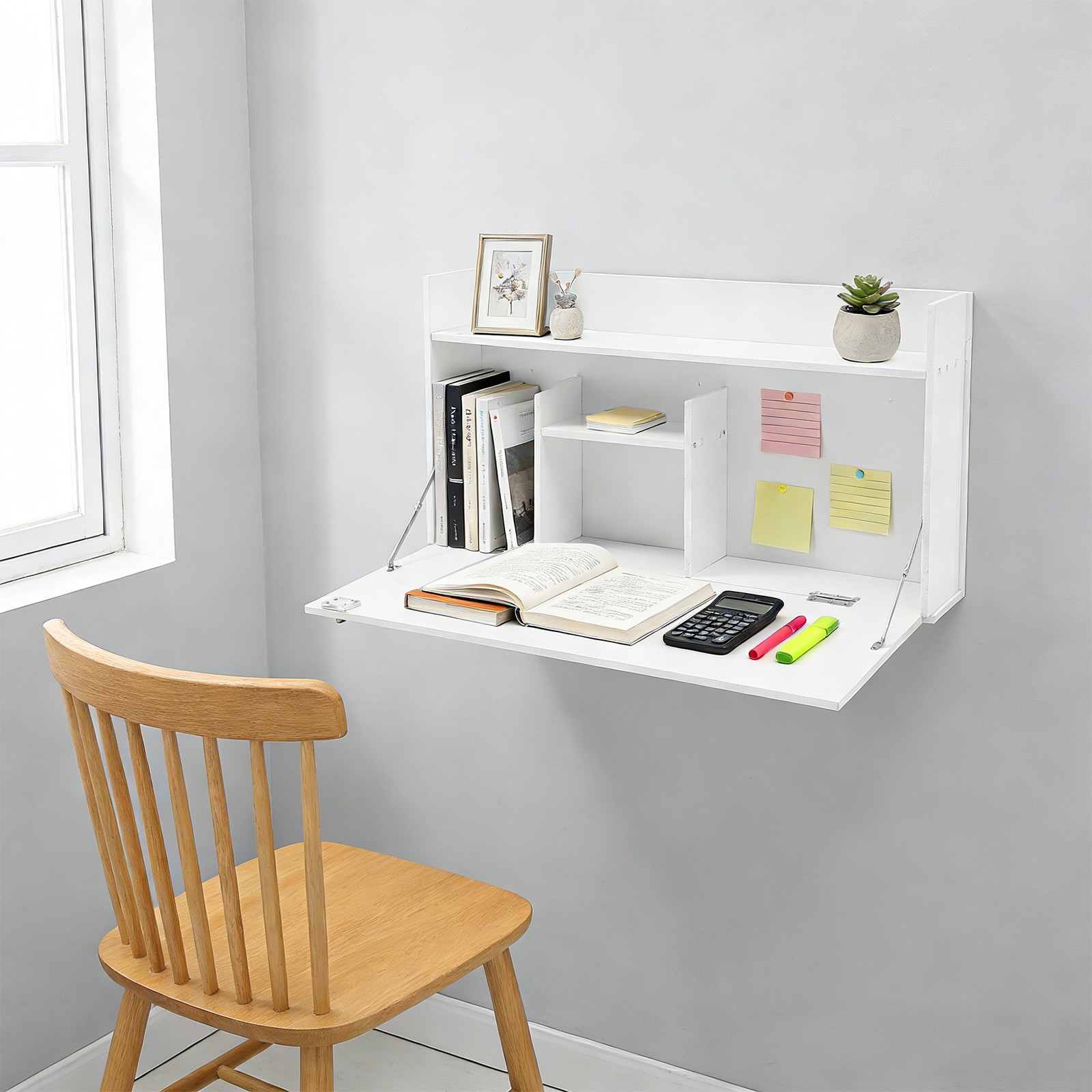 Wall Mounted Desk Cabinet Multifunctional Floating Desk Foldable Table Cabinet