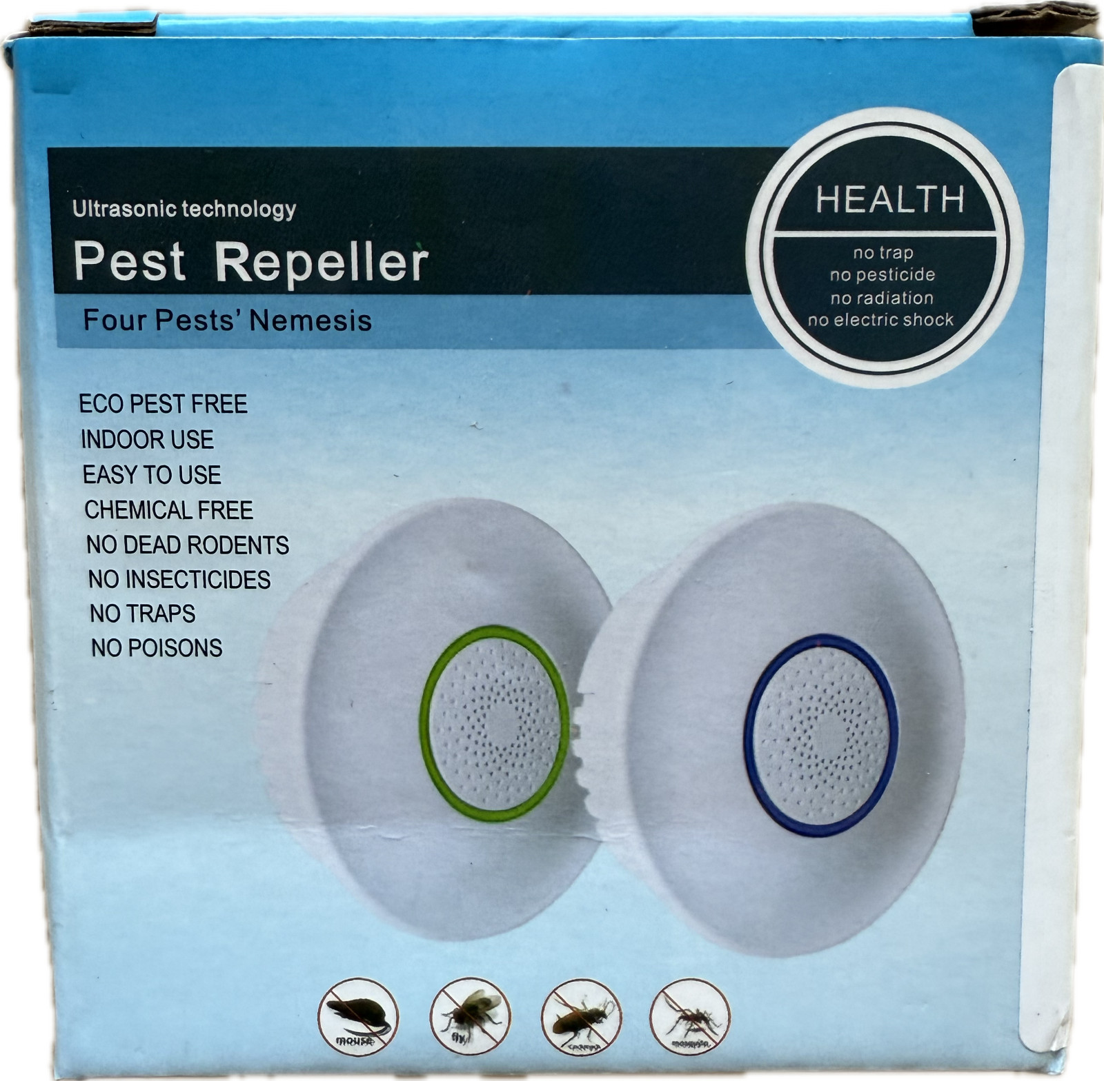 Ultrasonic Pest Repeller 4 Pack – Plug-In Indoor Mouse Insect Bug Rodent Repelle