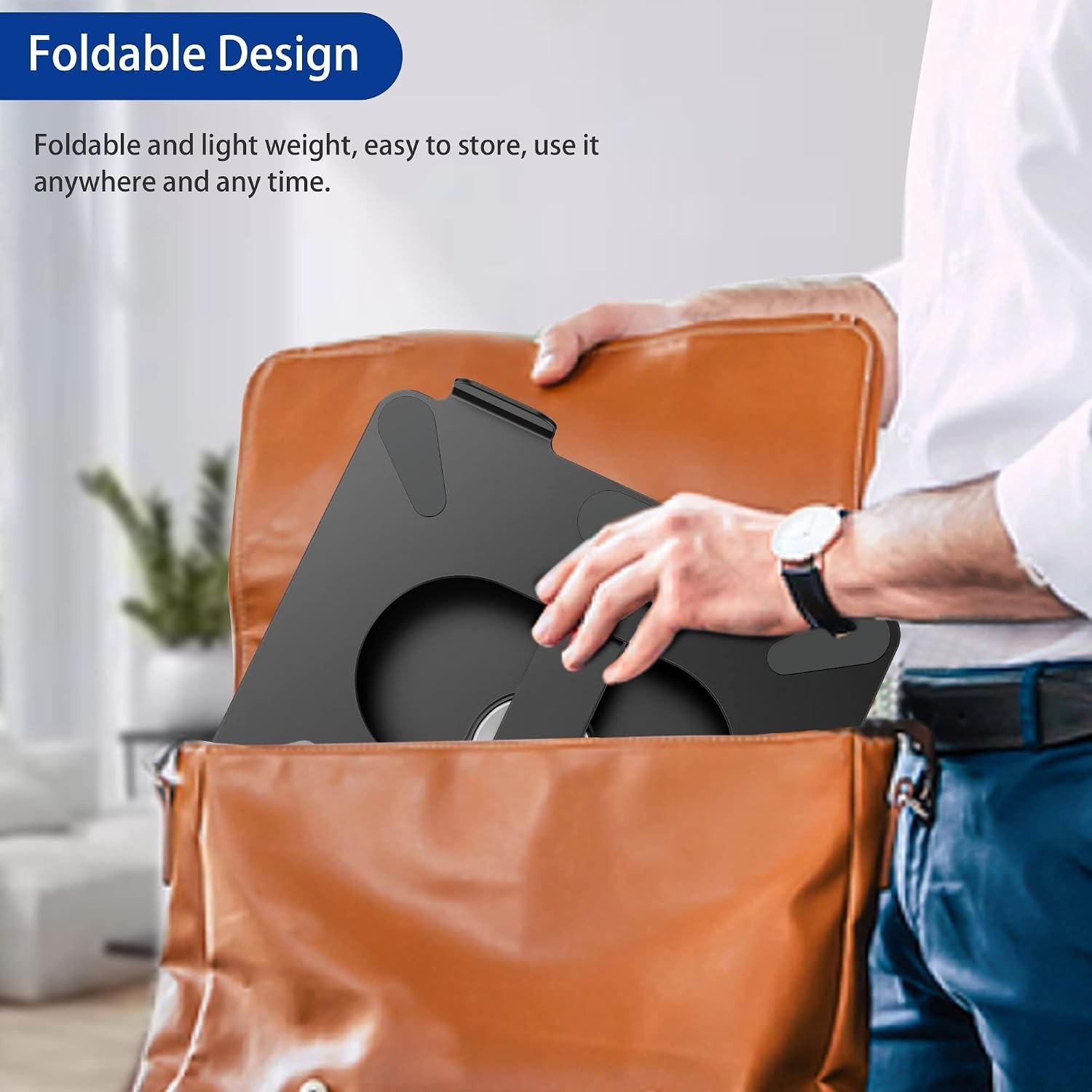 Laptop Stand with 360 Rotating Base, Ergonomic Adjustable Notebook Riser, Fol...