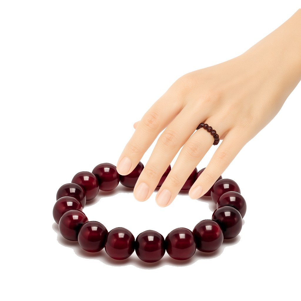 PURAJA Elastic Gemstone Ring | Real Natural Stone: Garnet | Anti Stress Ring